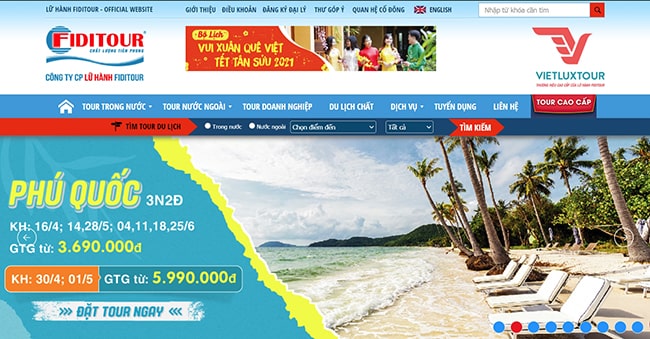 Website du lịch Fiditour